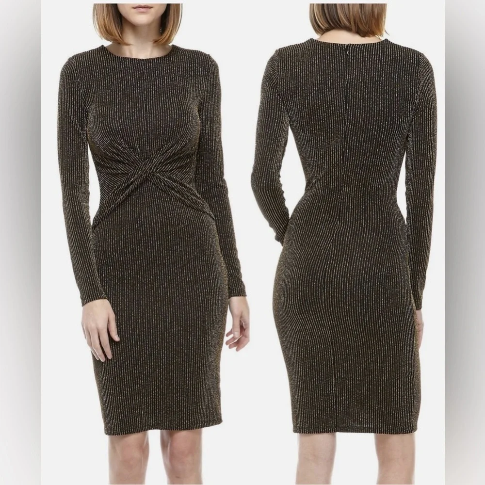 Michael Kors Brown/Gold Pinstripe Dress Size XL